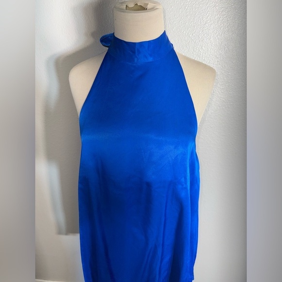 ZARA High Neck Open Back Satin Mini Halter Dress small - Picture 4 of 8